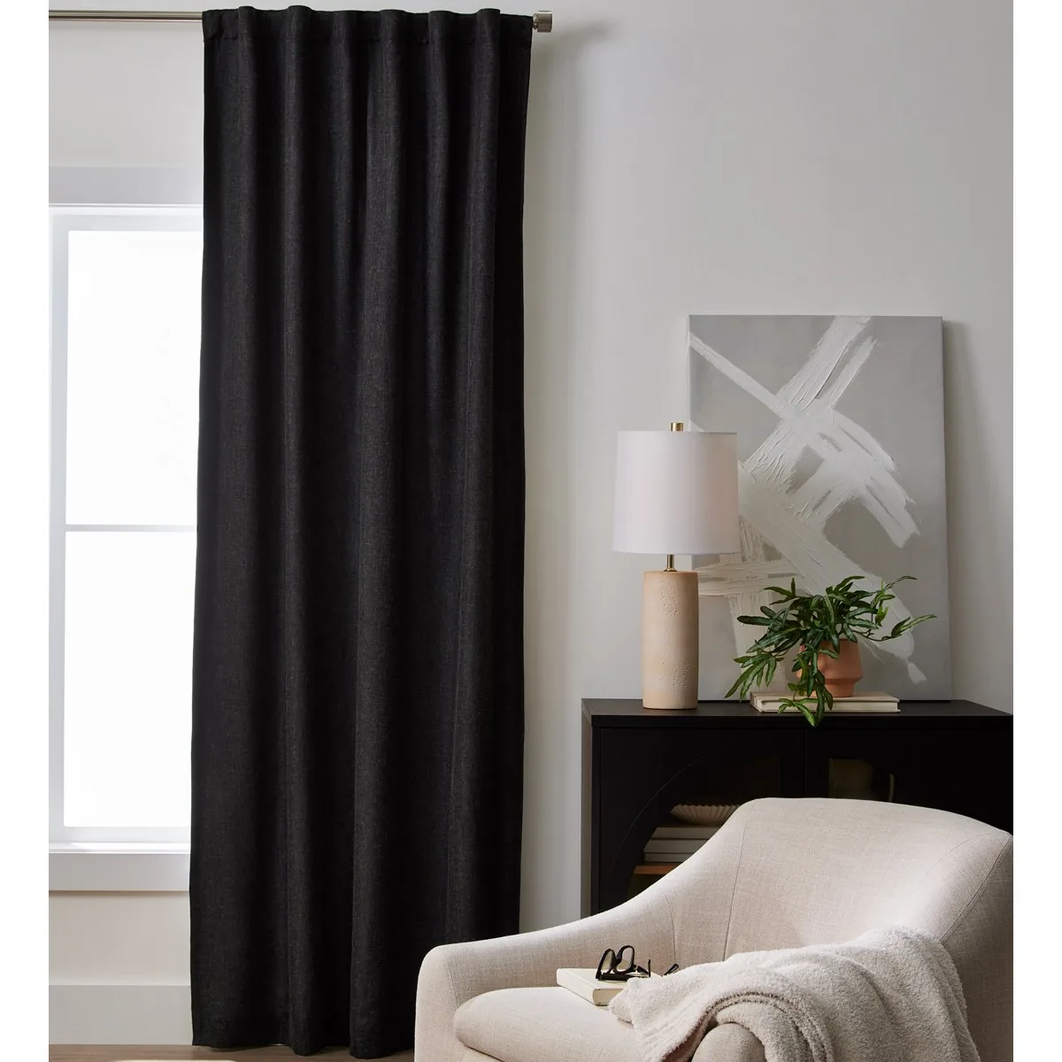 CORTINA INDIVIDUAL OPACA DE MEZCLA DE LINO BETTER HOMES & GARDENS