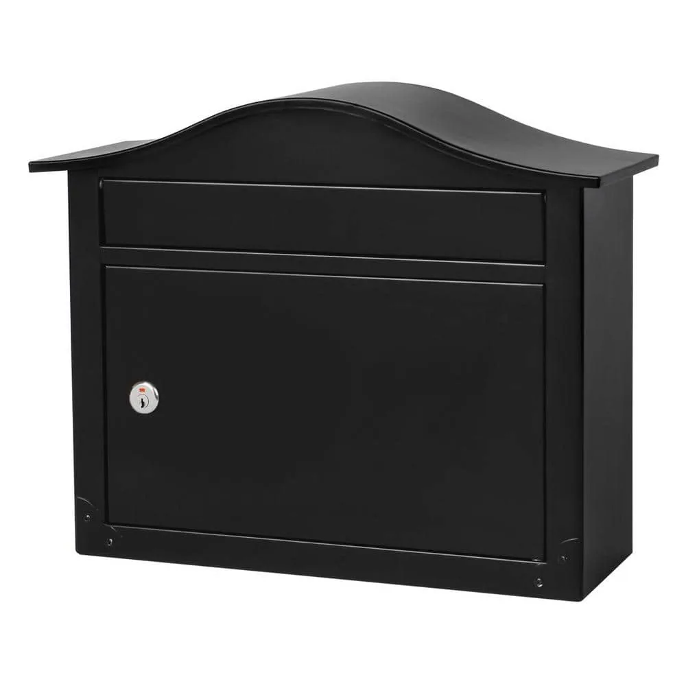 Buzón de pared Saratoga negro, mediano, de acero